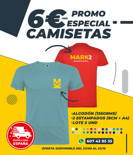 LOTE 5 CAMISETAS PERSONALIZADAS