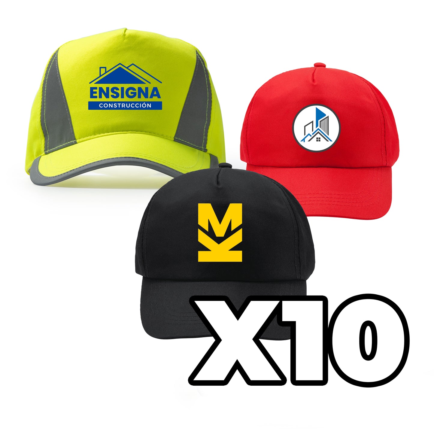 LOTE 10 GORRAS PERSONALIZADAS