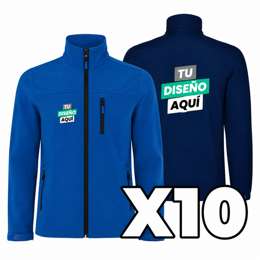 LOTE 10 CHAQUETAS SHOFTSELL PERSONALIZADAS