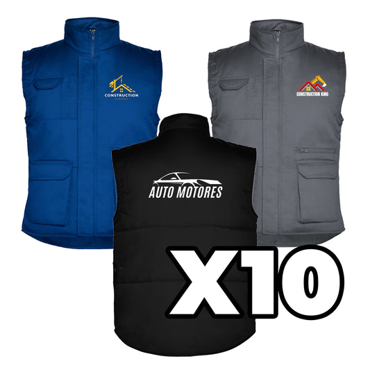 LOTE 10 CHALECOS MULTIBOLSILLOS PERSONALIZADO