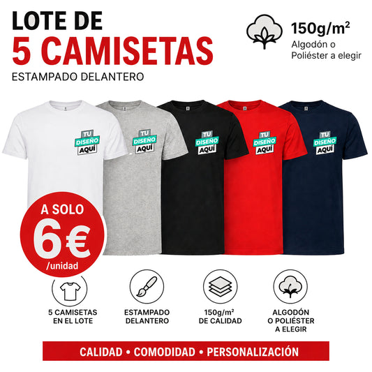 LOTE 5 CAMISETAS PERSONALIZADAS