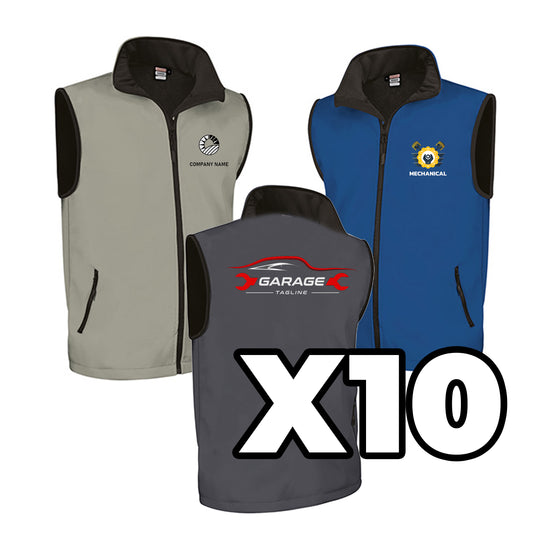 LOTE 10 CHALECOS SOFTSHELL PERSONALIZADOS